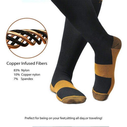 Knee High Travel Nurses Flight Plantar Fasciitis Stockings Mefical 20-30 Mmhg Copper Infused Compression Socks For Circulation
