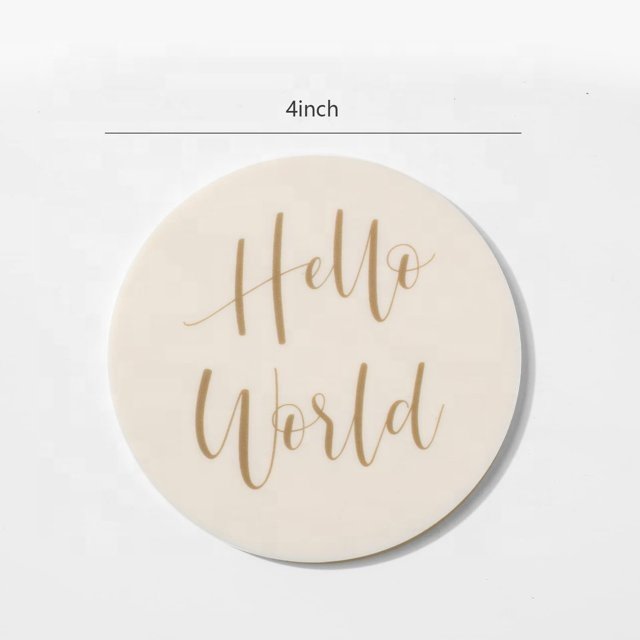 1/16" Thick Vintage Cream White Acrylic Place Card 4 Inches Round Modern Baby Milestones Party Sign Decoration Tag
