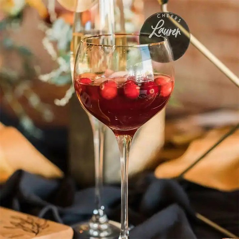 Custom Design Acrylic Wine Glass Marker Wine Charm Mirror Acrylic Drink Marker For Wedding Drink Topper Seating Name Card