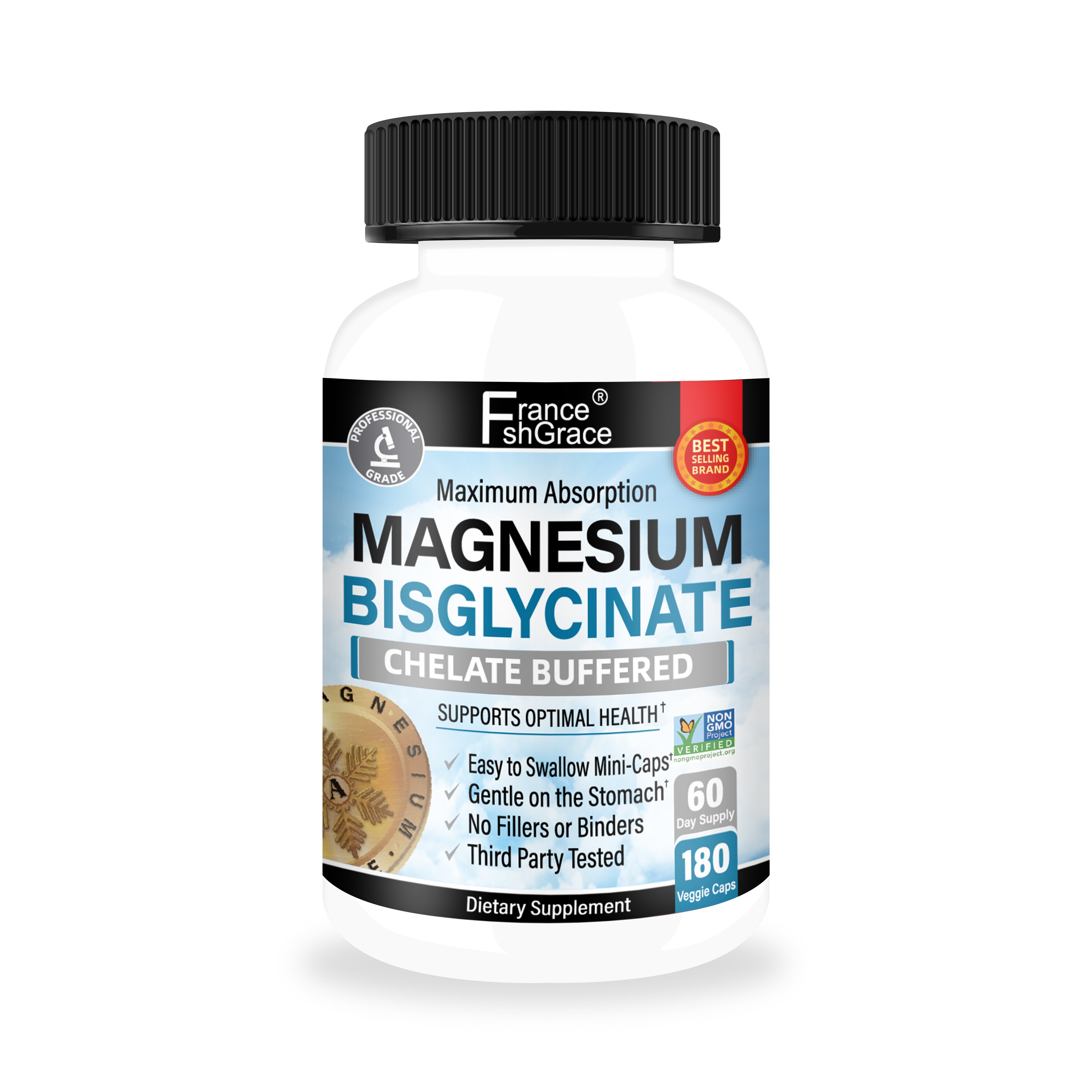 Magnesium Glycinate Chelate Complex Magnesium with Organic Vegetables to Support Sleep Calm Muscle Cramp Stress Relief