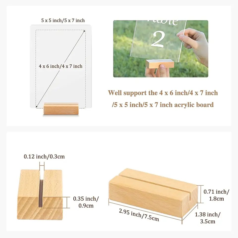 Wooden Place Card Holders Display Base Natural Beech Wood Name Card Holder Businesses Card Holder