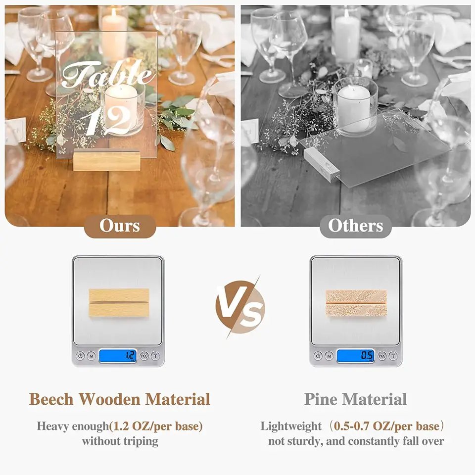 Wooden Place Card Holders Display Base Natural Beech Wood Name Card Holder Businesses Card Holder