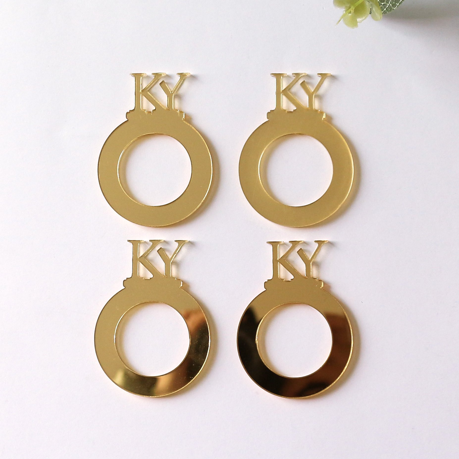 Custom Laser Cut Initials Mirror Acrylic Personalized Napkin Button Wedding Napkin Rings Place Card