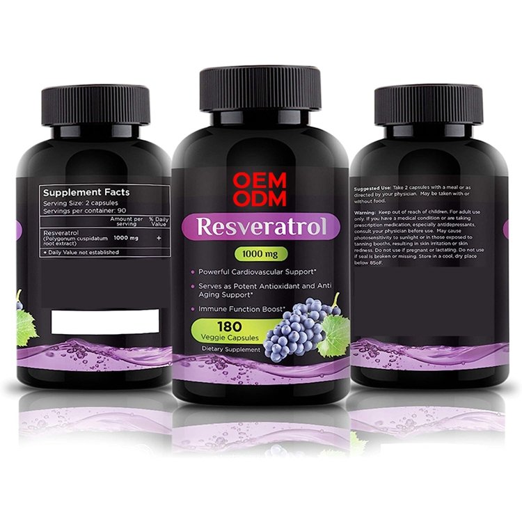 Trans Resveratrol Supplement 1000mg 180 Capsules Antioxidant Anti Aging Designed to Support in Cases of Heart Health