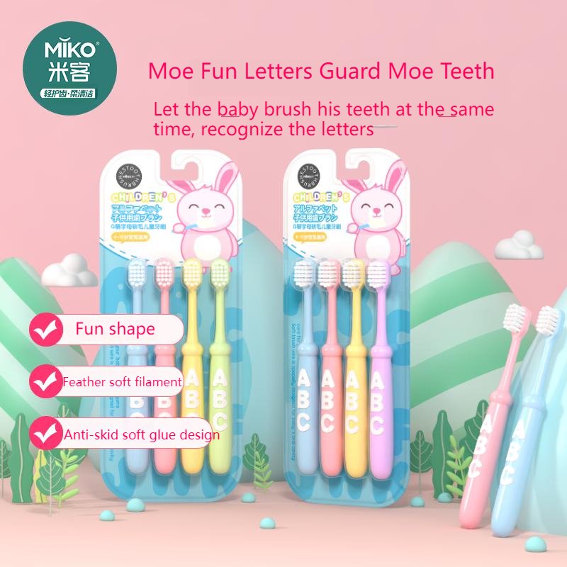 Customized OEM Cute Cartoon Logo Iso Approved 4pcs High Quality Cartoon Kids Children Toothbrush