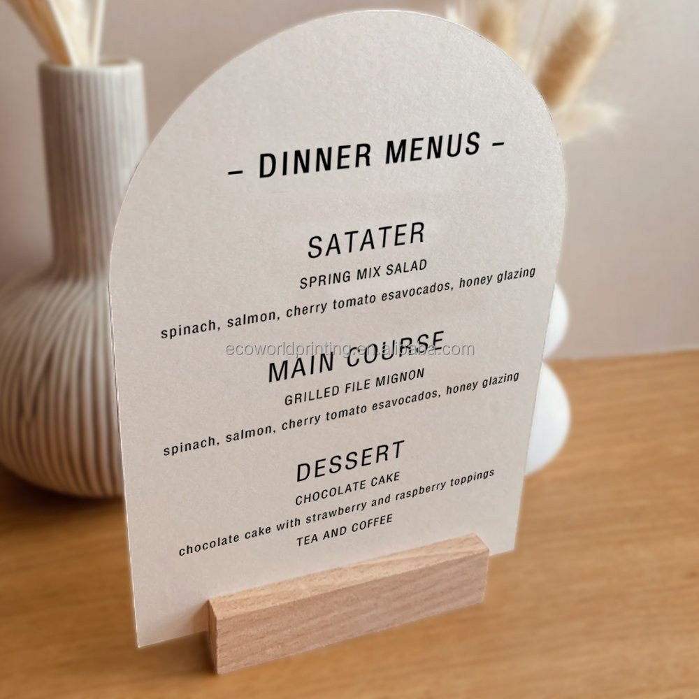 Custom Minimal Modern Wedding Restaurant Dinner Menus Transparent Menu Cards With A White Tag