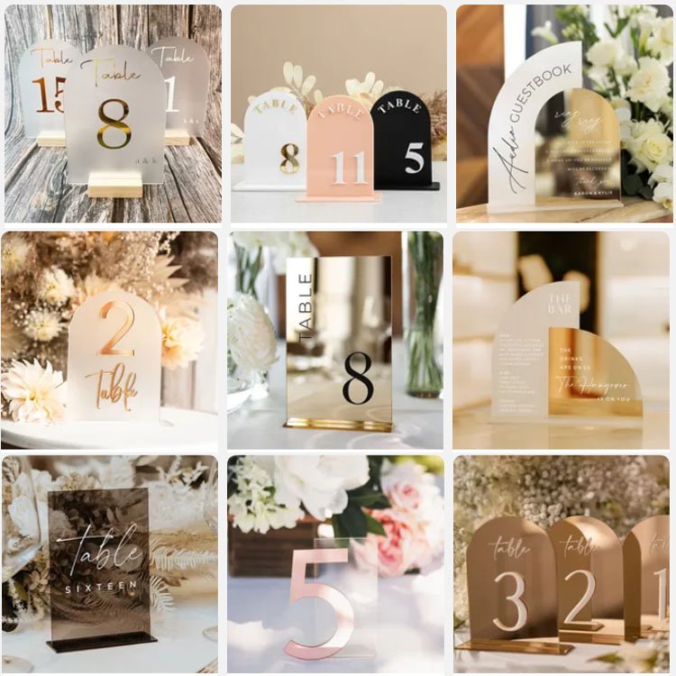 Clear Arch Acrylic Sign stand Acrylic Wedding Blank table name card number holder place cards and table numbers
