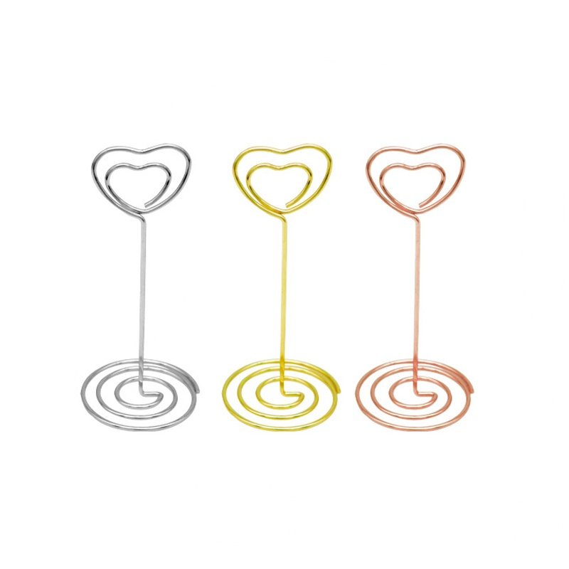 Metal Wire Photo Holder Table Picture Stands Table Number Place Card Holder Heart Shape Greeting Card Holders for Wedding