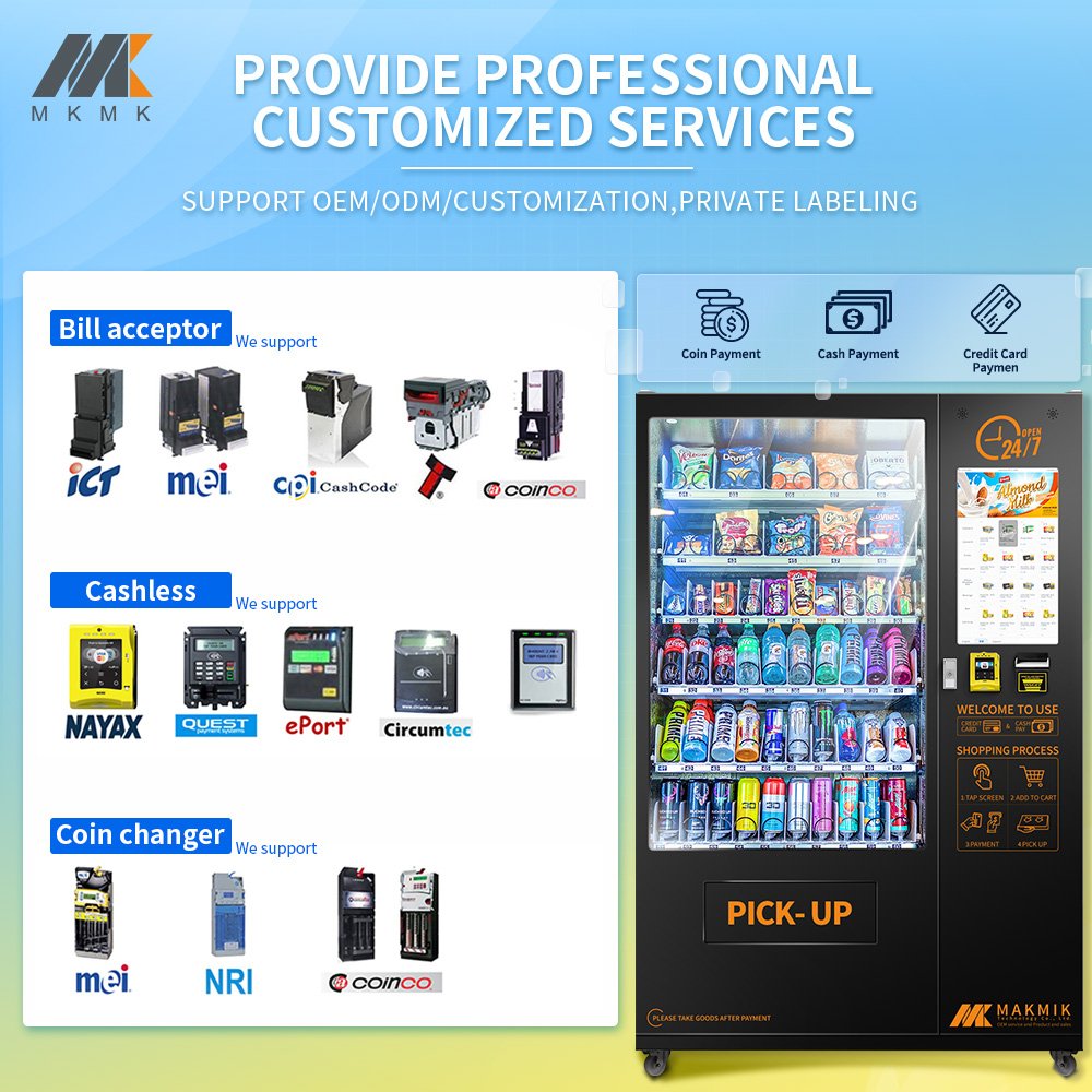 Guangzhou Factory Customized Combo 6 Floors Double-Layer Tempered Glass Snack Vending Machine With Elevator