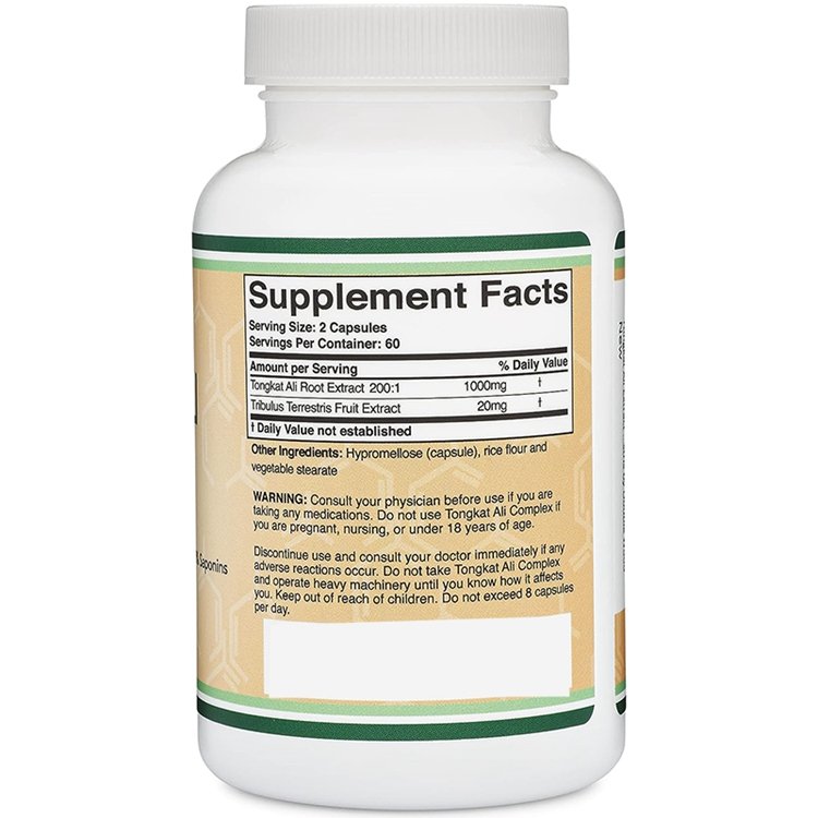 Eurycoma Longifolia Men's Health Support with 20mg Tribulus Terrestris 120 Capsules Tongkat Ali Extract 200 to 1 for Men
