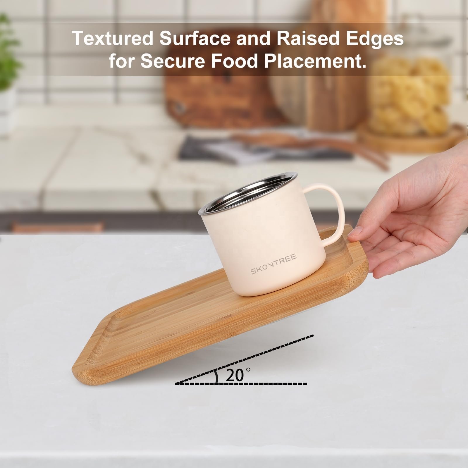 Custom wholesale modern household high quality natural rectangular bamboo food service tray durable bamboo tray
