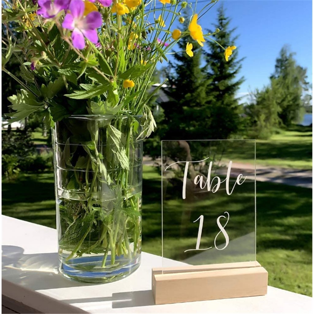 custom wood products modern desktop wooden card display base acrylic sign holder