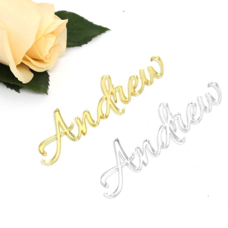 Factory Wholesale Rose Gold Mirror Acrylic Name Cards For Party Laser Cut Wedding Letters