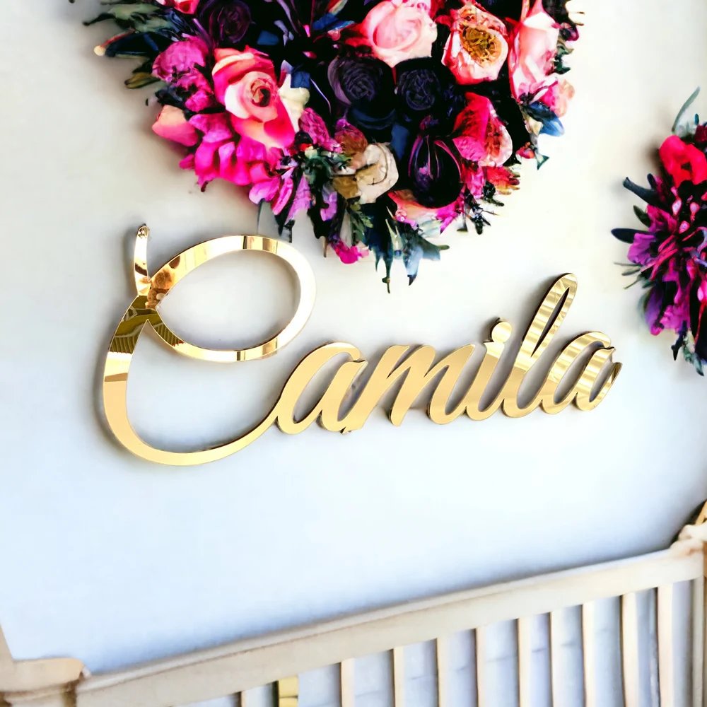 Custom Modern Acrylic Letters Gold Wedding Name Personalized Birthday Party Sign Decor Guest Book Event Signage Company Logo