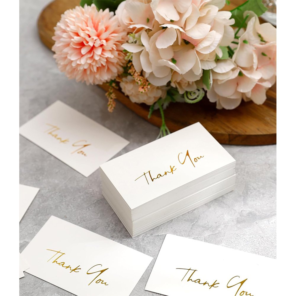 Winoo Design Gold Mini Thank You Card, thank you for your order card, thank you for your support card for the wedding