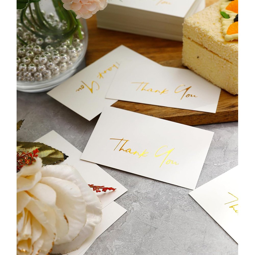 Winoo Design Gold Mini Thank You Card, thank you for your order card, thank you for your support card for the wedding