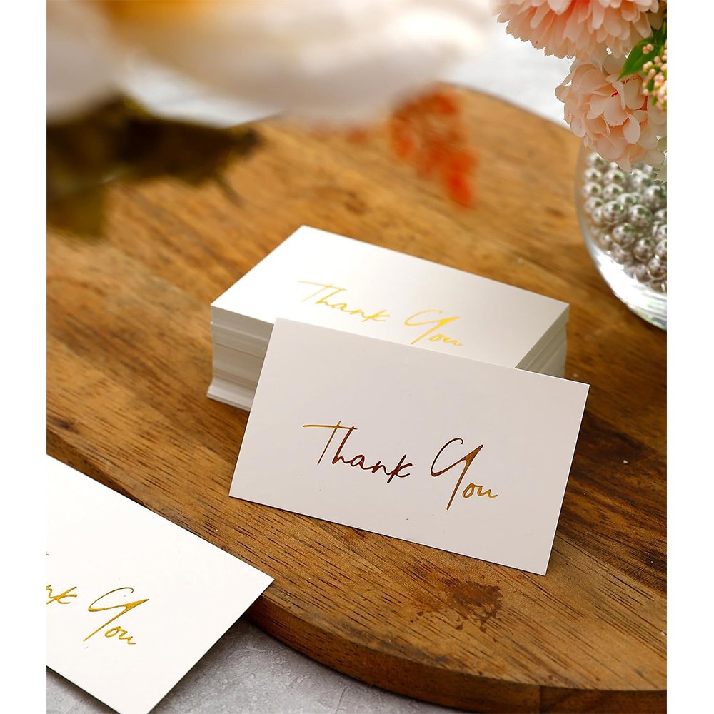 Winoo Design Gold Mini Thank You Card, thank you for your order card, thank you for your support card for the wedding