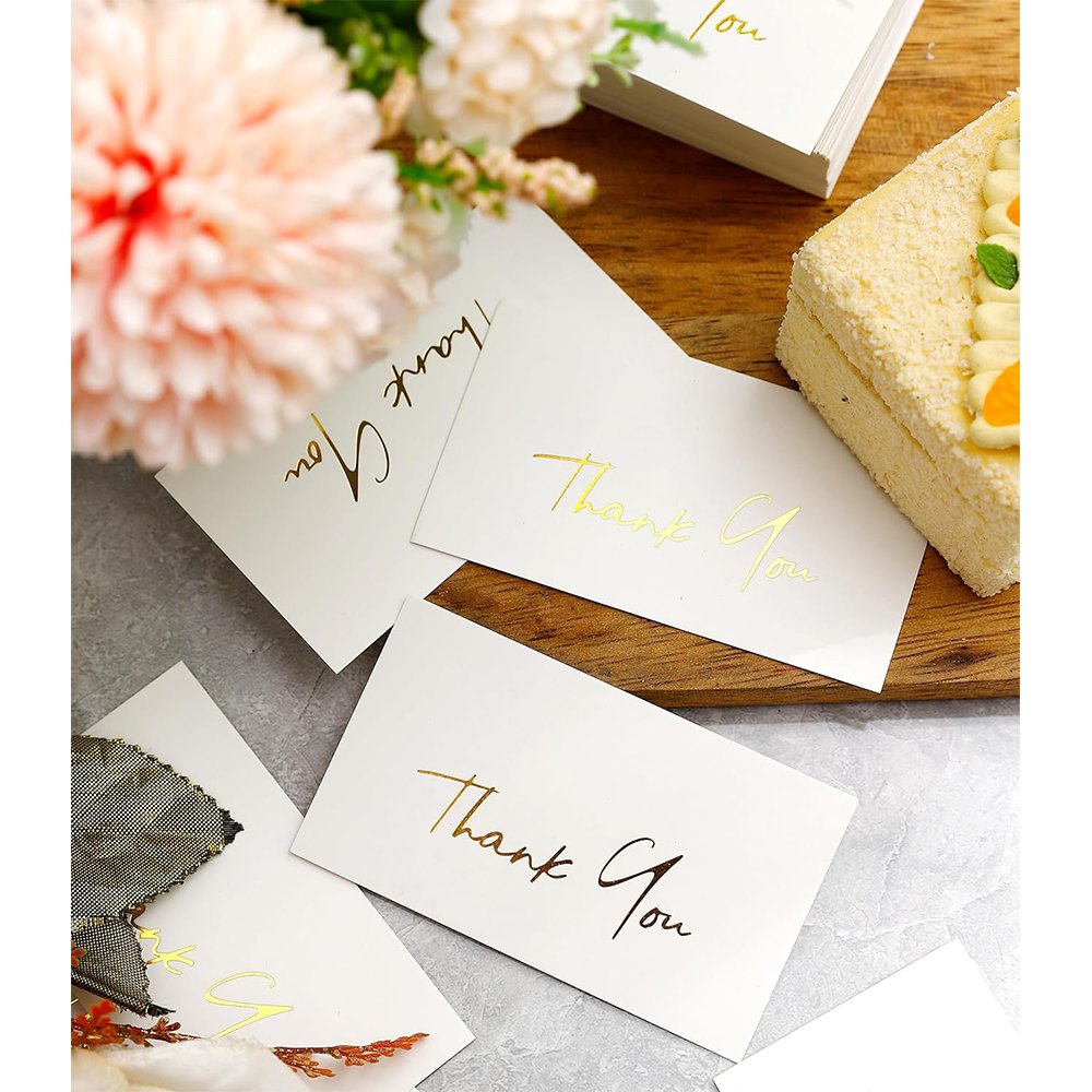 Winoo Design Gold Mini Thank You Card, thank you for your order card, thank you for your support card for the wedding