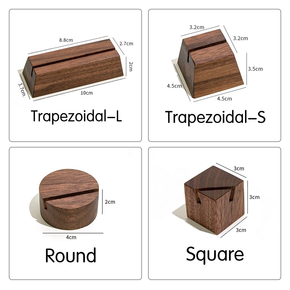 Solid Natural Walnut place cards Holder Picture Postcard Display Holders wedding Table Number Holder Recipe Stand