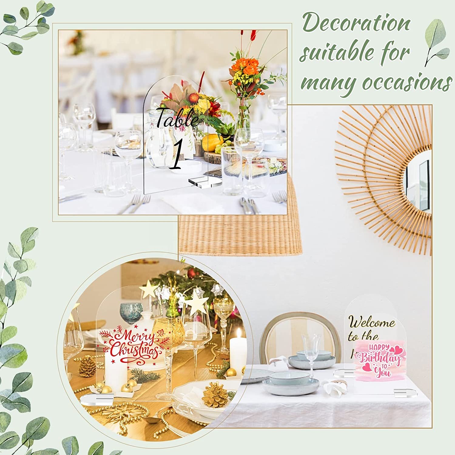 HAWIN 25PACK Acrylic Wedding Table Numbers with Stand DIY Arch Clear Transparent Acrylic Place Card Table Number for Birthday