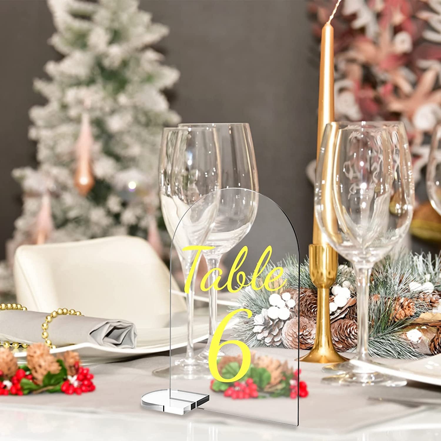 HAWIN 25PACK Acrylic Wedding Table Numbers with Stand DIY Arch Clear Transparent Acrylic Place Card Table Number for Birthday