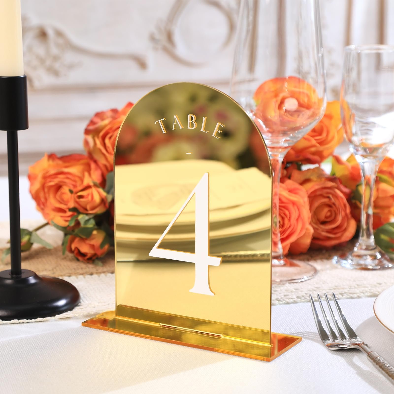 Factory wholesale 1-15 Arched double-sided Numbers Wedding Centerpieces Table Decorations Place Cards for party supplies