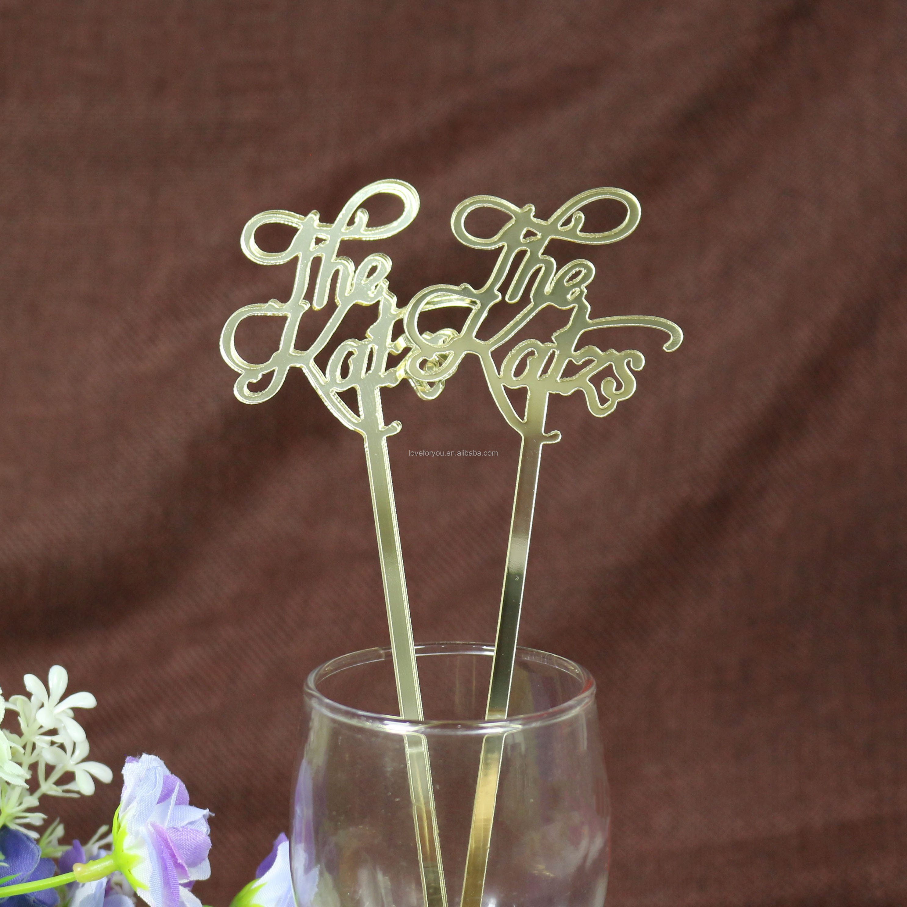 Personalised Wedding Cocktail Drink stirrer Custom Gold Acrylic Wedding Favor | Wedding Place Names