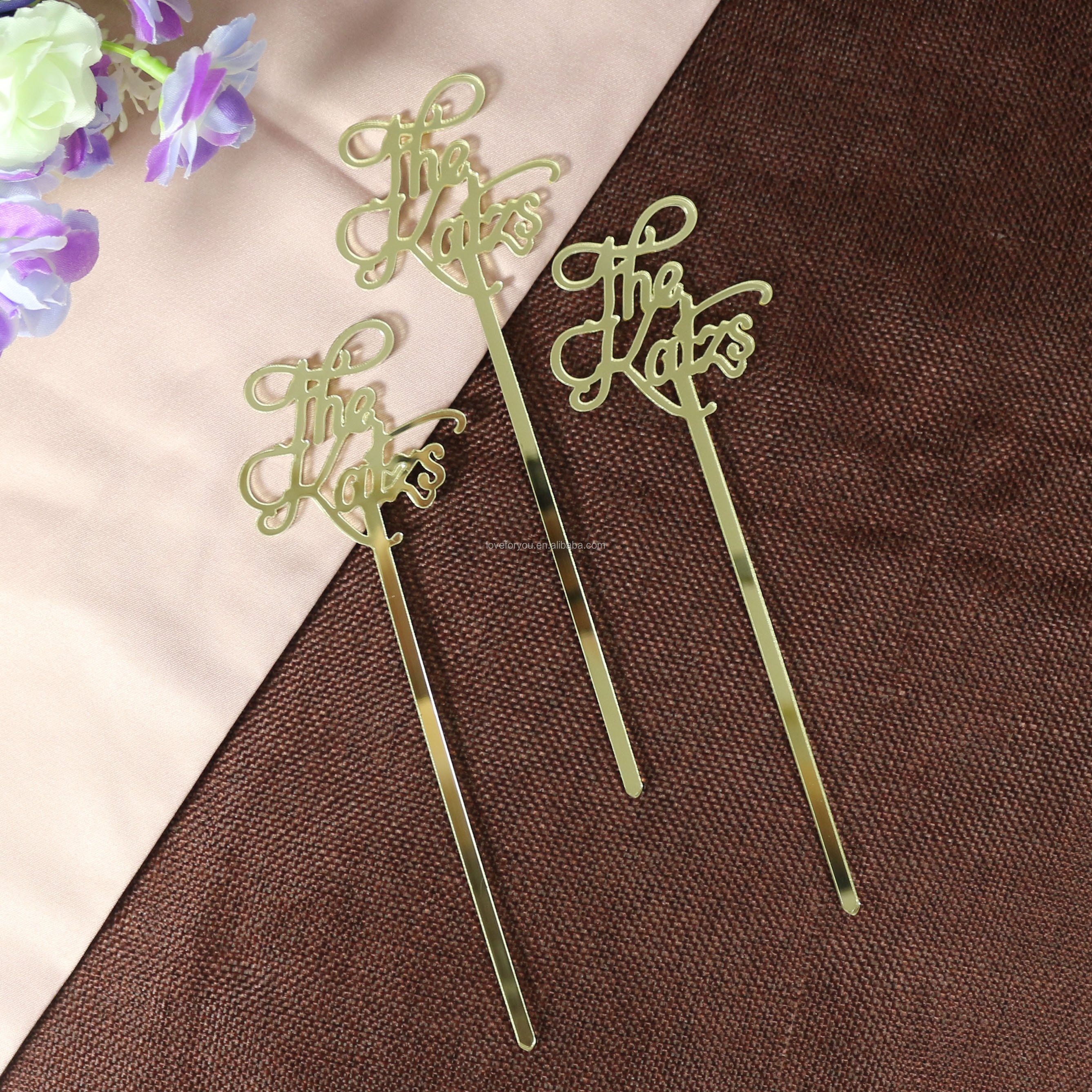 Personalised Wedding Cocktail Drink stirrer Custom Gold Acrylic Wedding Favor | Wedding Place Names