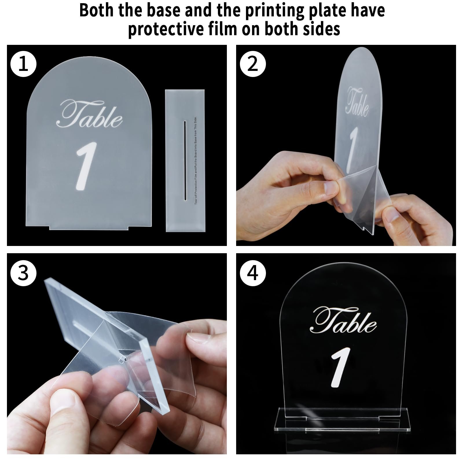 Wholesale 1-20 - 5x7inch Clear Arch Table Number Signs with Holders Stands Wedding Display Stand Acrylic Wedding Table Numbers