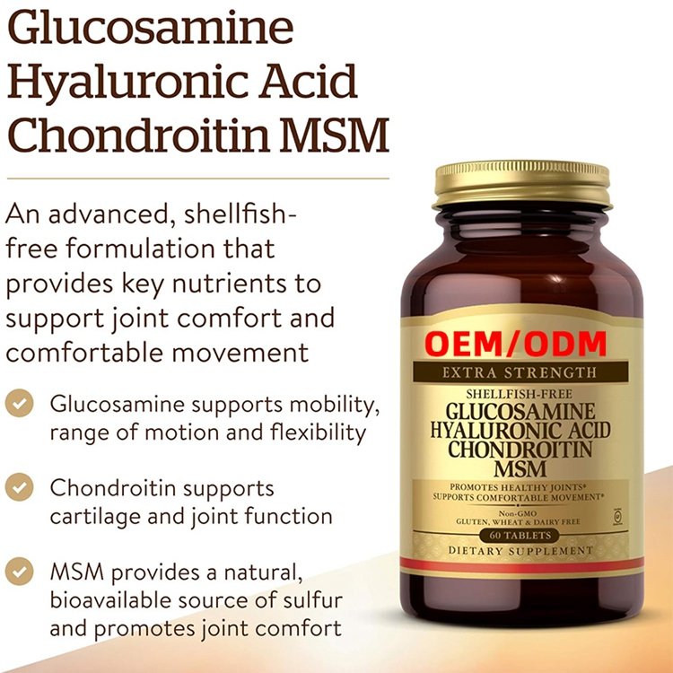 Glucosamine Hyaluronic Acid Chondroitin MSM 60 Tablets Joint Support Comfort for Active Lifestyles Non-GMO Gluten Free