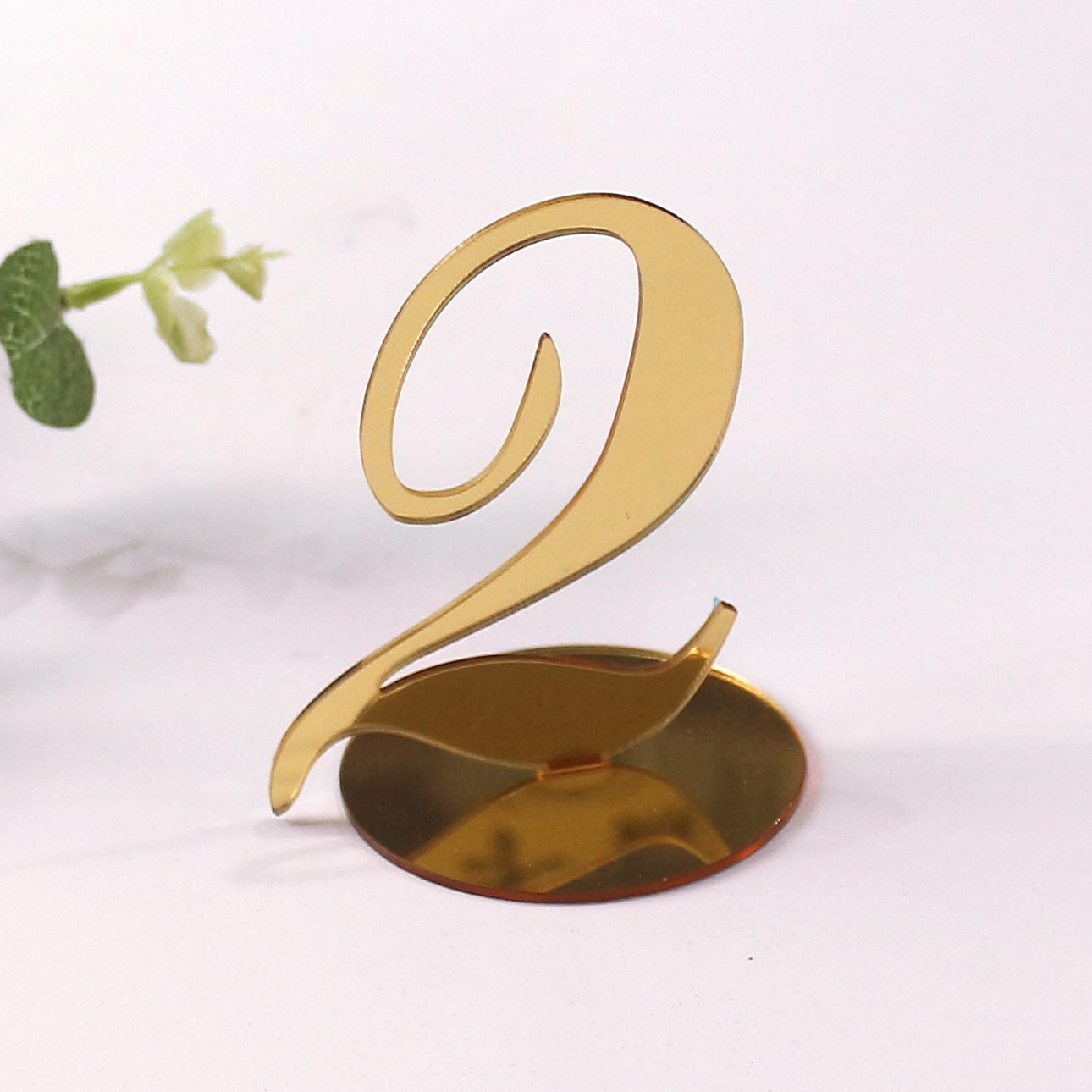 Wedding Birthday Party Gold Mirror Acrylic Laser Cut Table Number Plate Table Sign Stand Number Card