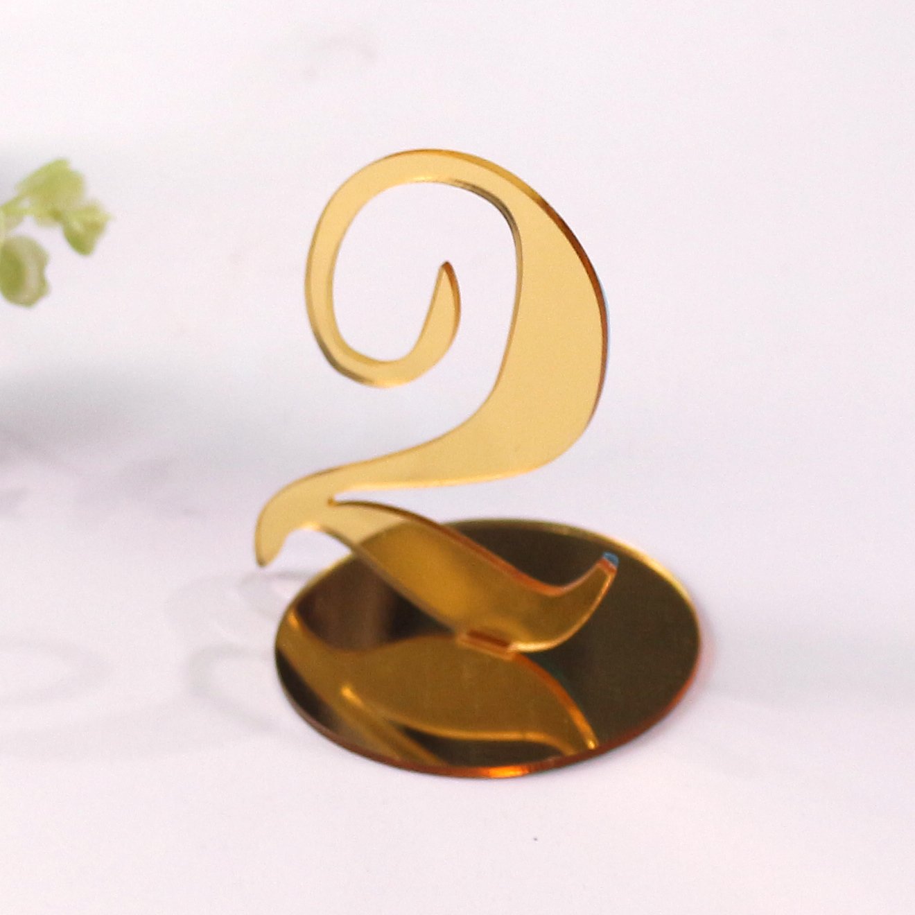 Wedding Birthday Party Gold Mirror Acrylic Laser Cut Table Number Plate Table Sign Stand Number Card
