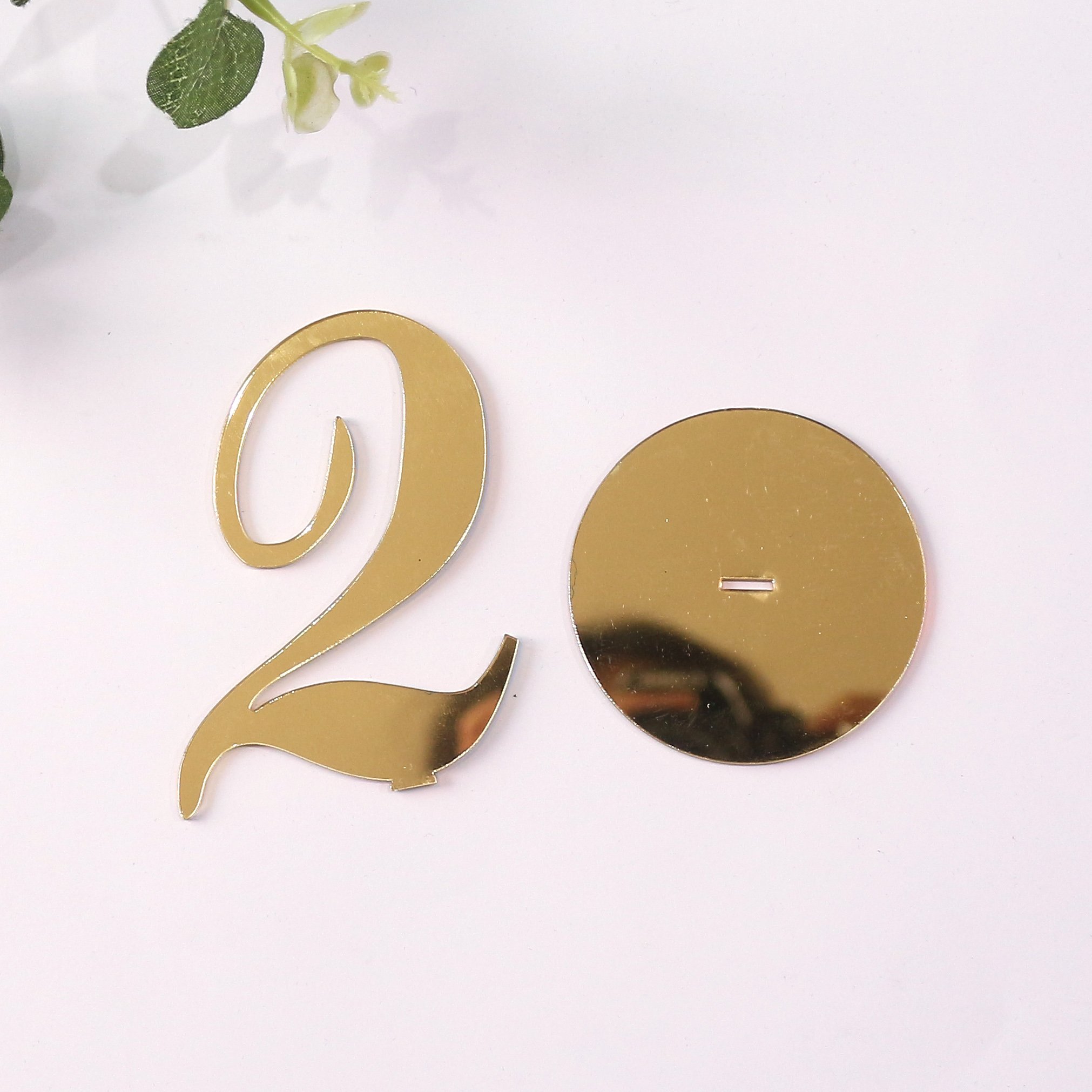 Wedding Birthday Party Gold Mirror Acrylic Laser Cut Table Number Plate Table Sign Stand Number Card