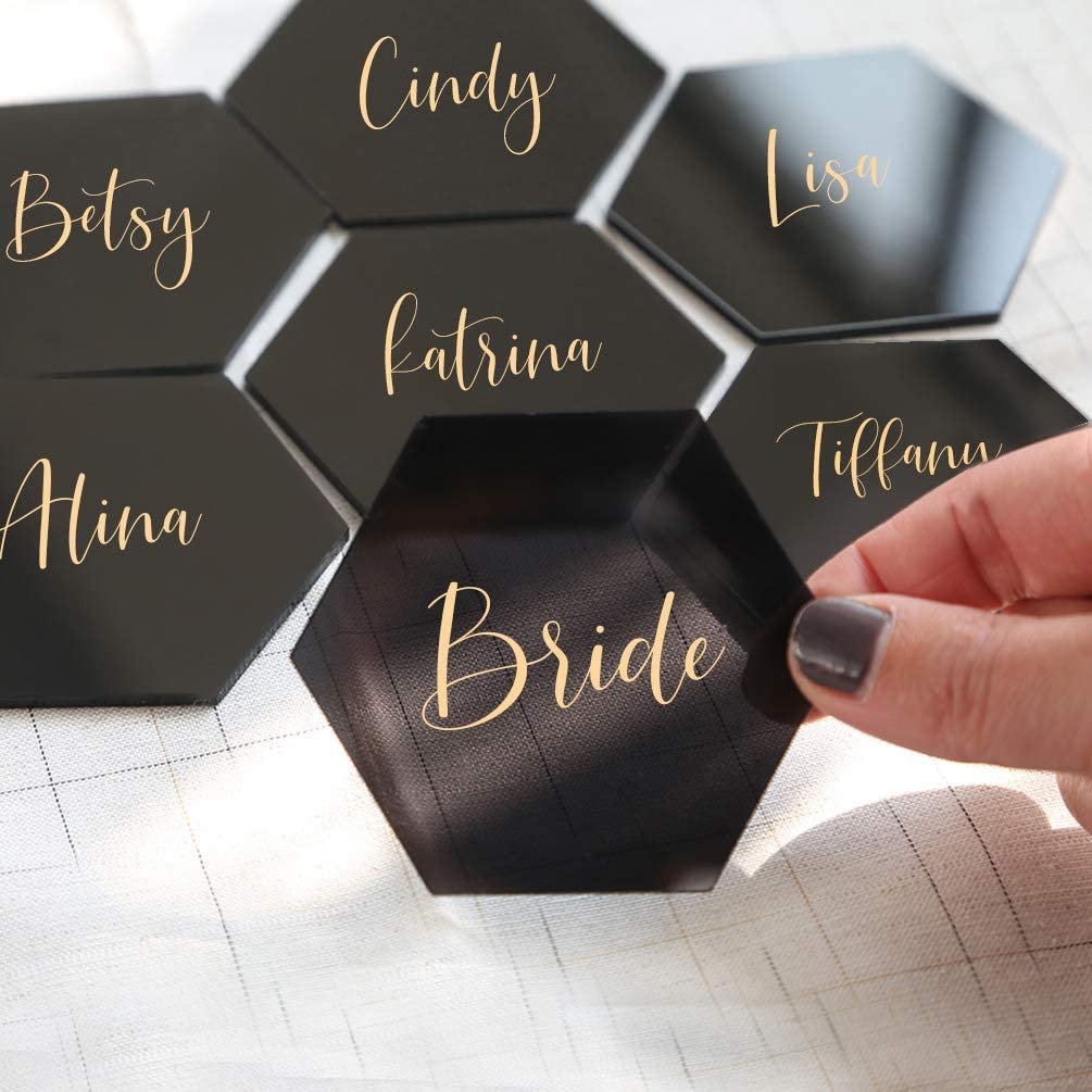 Blank Hexagon Tiles Seating Cards Handwritten Name Plate DIY Clear Acrylic Place Cards Wedding Table Numbers Card