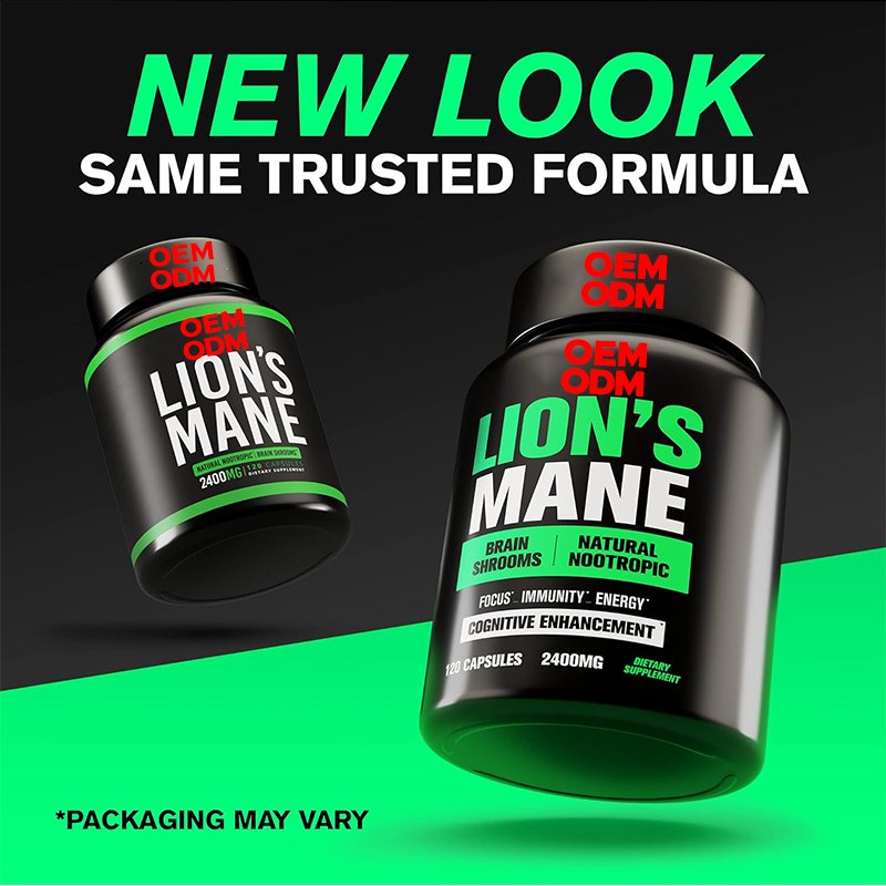 2400 mg Organic Lions Mane Mushroom Capsules,Vegan Brain Booster Focus Pills,Real Lion's Supplement