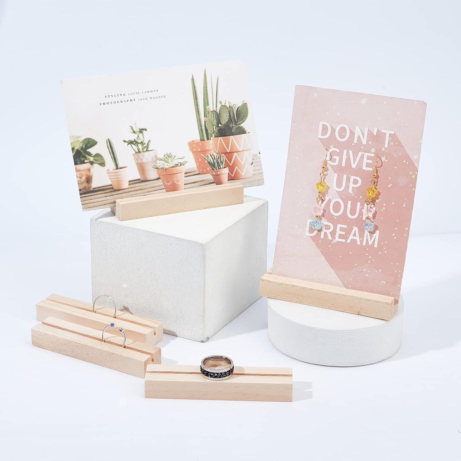 wholesale 3.5mm slot display wood acrylic sign place card holders and photo picture wedding display wooden table number stands
