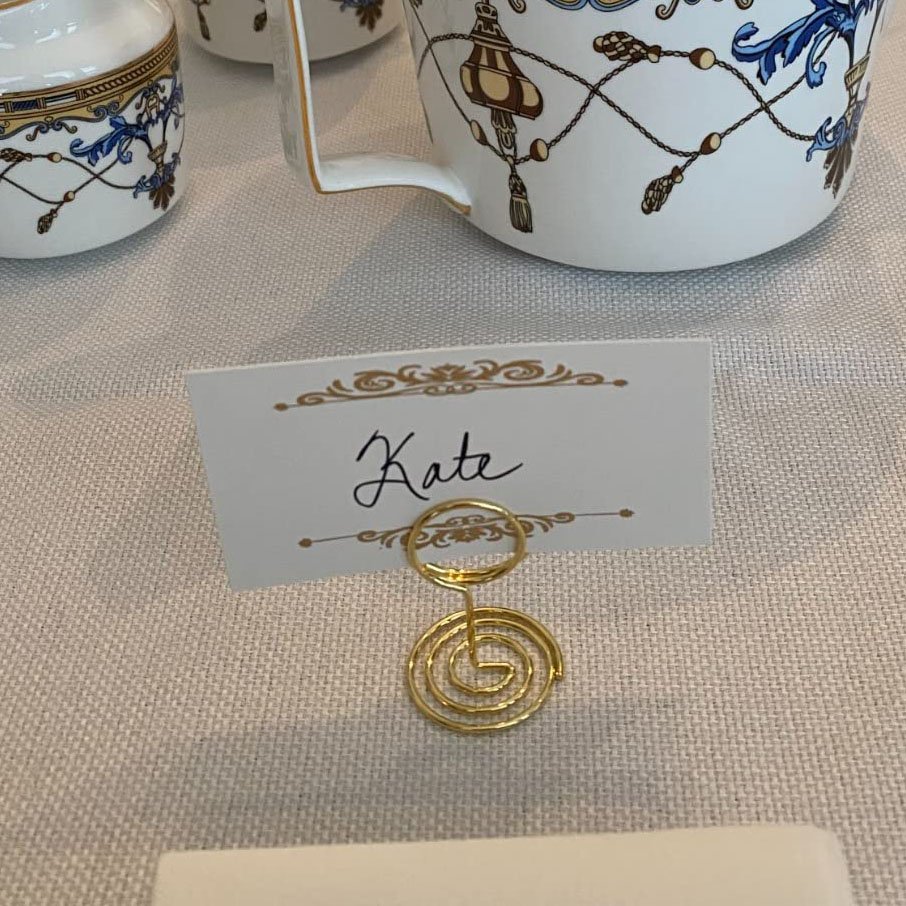 Nicro 24pcs Gold Seating Label Placecard Clips Setting Place Display Wedding Name Mini Table Number Card Holder Stands With Card