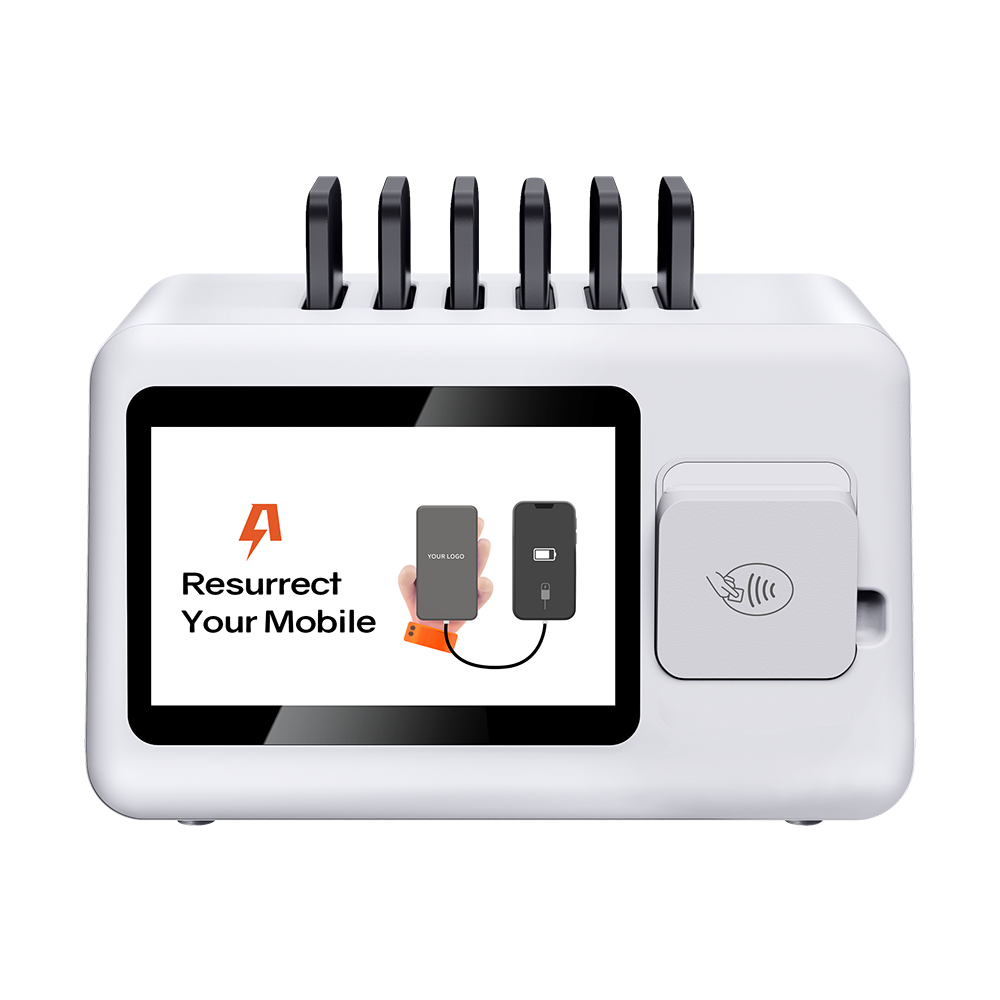 1280*800px screen smartphone shared powerbank 5000 mah power bank publicidad restaurant pos rental charging station