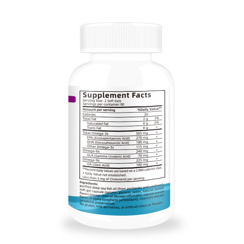 Omega-3 180 Softgels Dietary Supplement Superior Triglyceride Form Fish Oil Plus Borage Seed Oil For Healthy