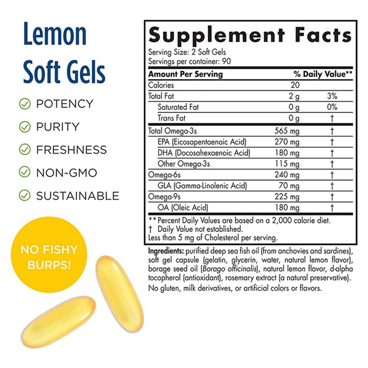 Omega-3 180 Softgels Dietary Supplement Superior Triglyceride Form Fish Oil Plus Borage Seed Oil For Healthy