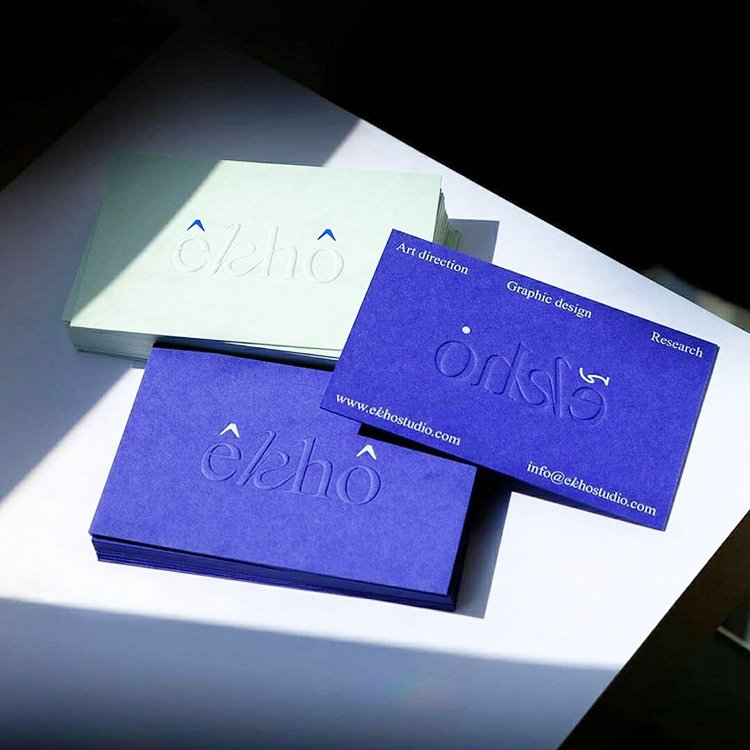 Factory Logo Blind Debossed Special Texture Paper Business card Press Paper Gift Cards