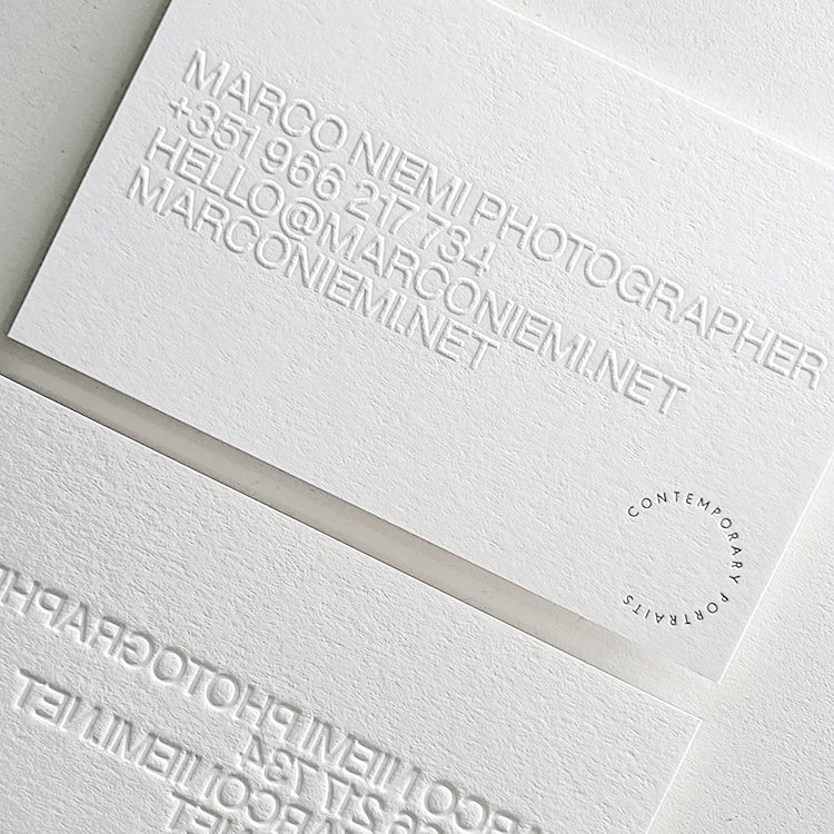 Factory Logo Blind Debossed Special Texture Paper Business card Press Paper Gift Cards