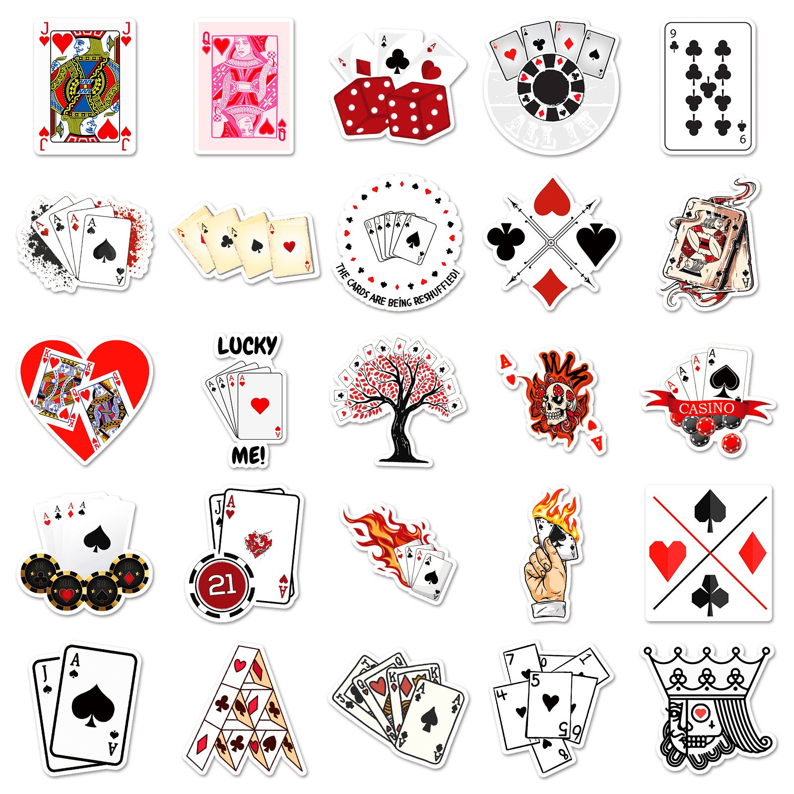 2024 Newly 50PCS classic poker gaming board game playing cards sticker