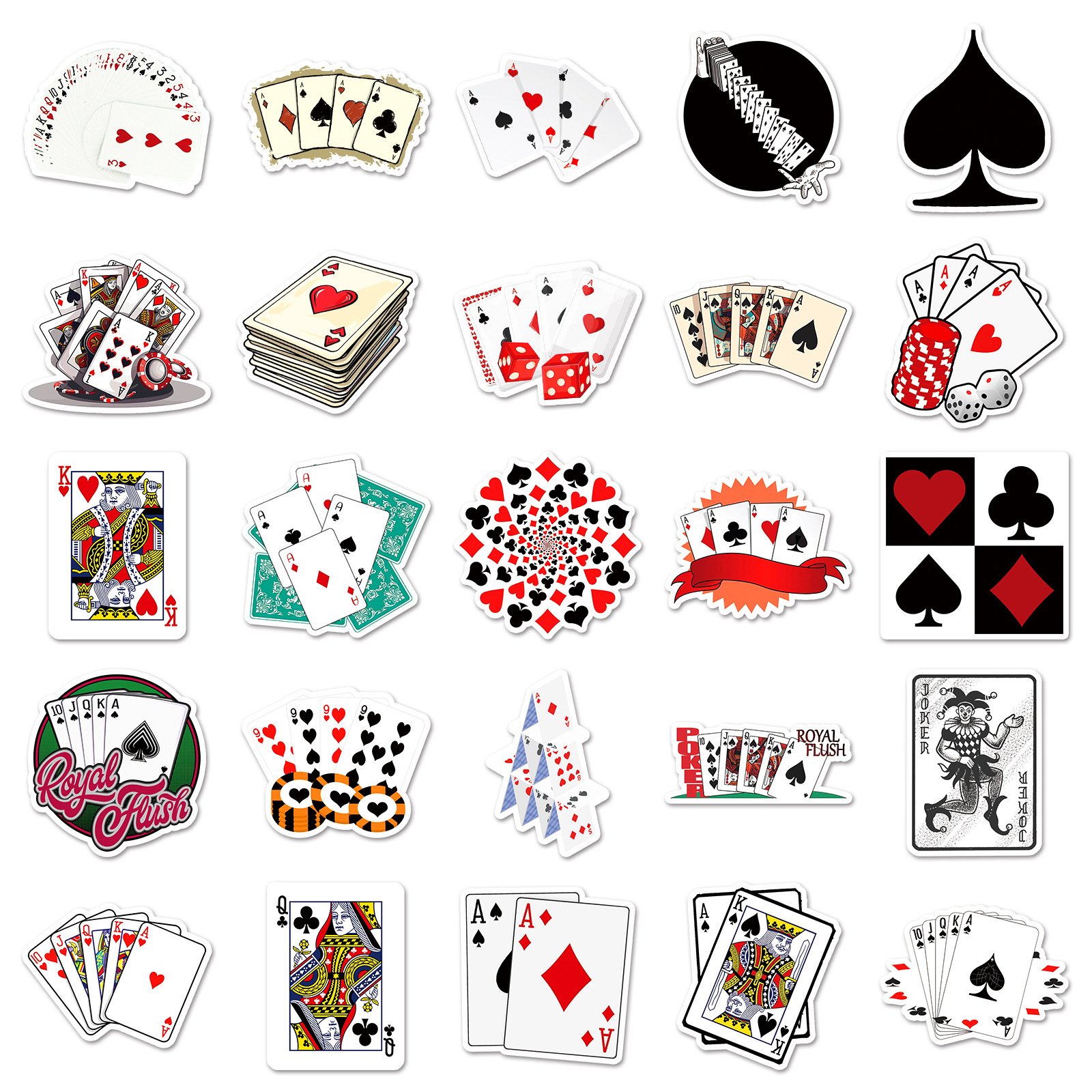 2024 Newly 50PCS classic poker gaming board game playing cards sticker