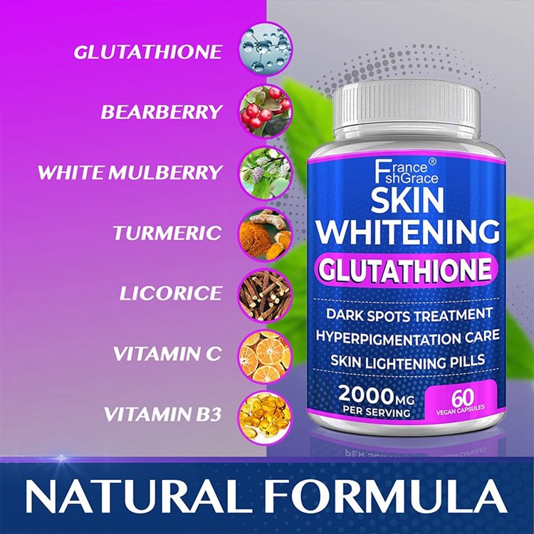 60 Vegan Capsules 2000mg Per Serving Skin Lightening Pills Dark Spots Treatment Hyperpigmentation Care