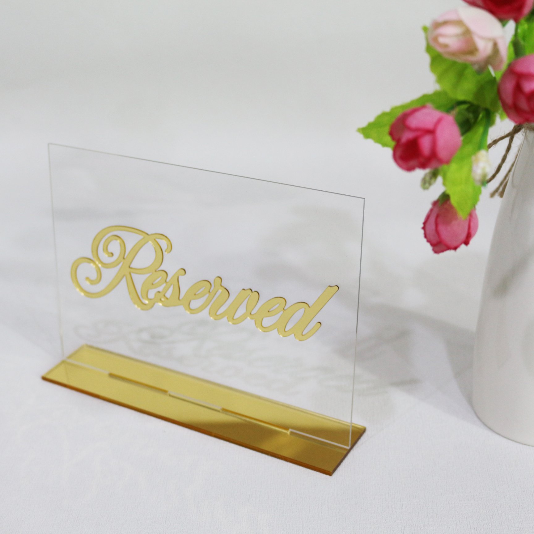 Transparent Acrylic Wedding Banquet Table Card Custom Gold Reserved Card Standing Acrylic Place Cards