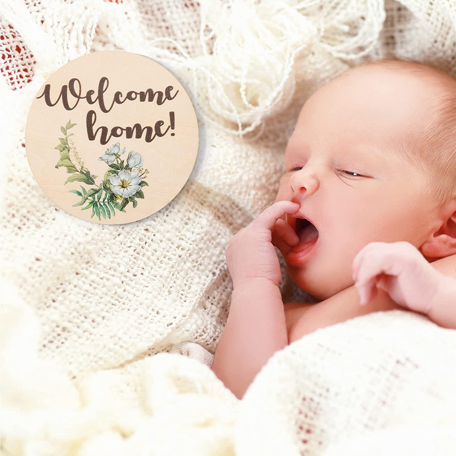 High Quality 10 PC Double Sided Printed Wooden Baby Milestone Plaque Cards for Newborn Disc