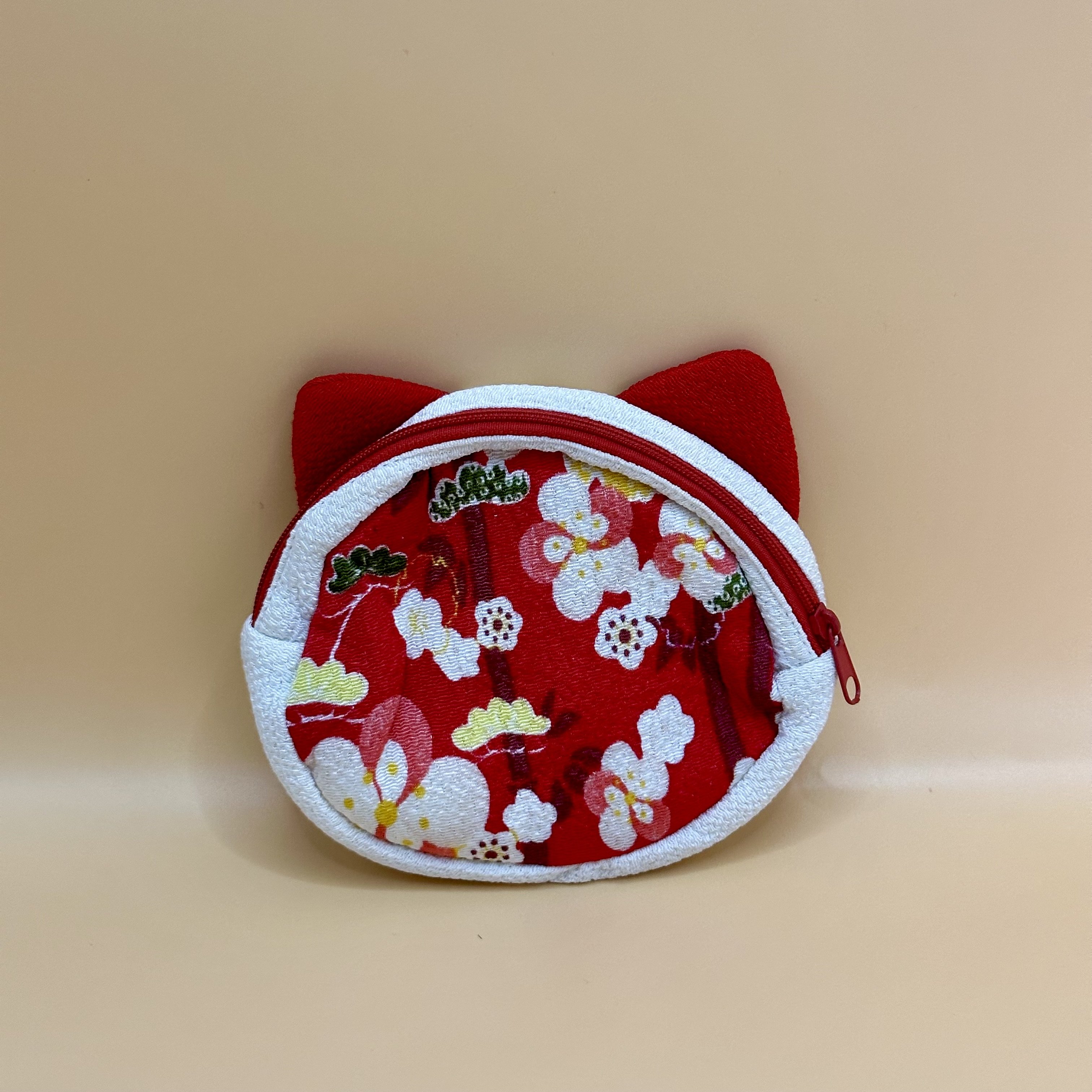 Classic Fashion Design Round Zipper Secure Card Wallet Cute Japanese Style Cat Unisex Coin Purse