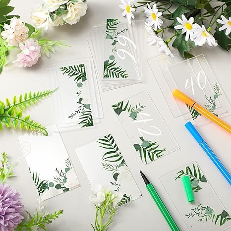 80 Pcs Clear Acrylic Rectangle Place Cards Blank Wedding Table Seating Chart Cards Acrylic Invitations DIY Guest Name Signs