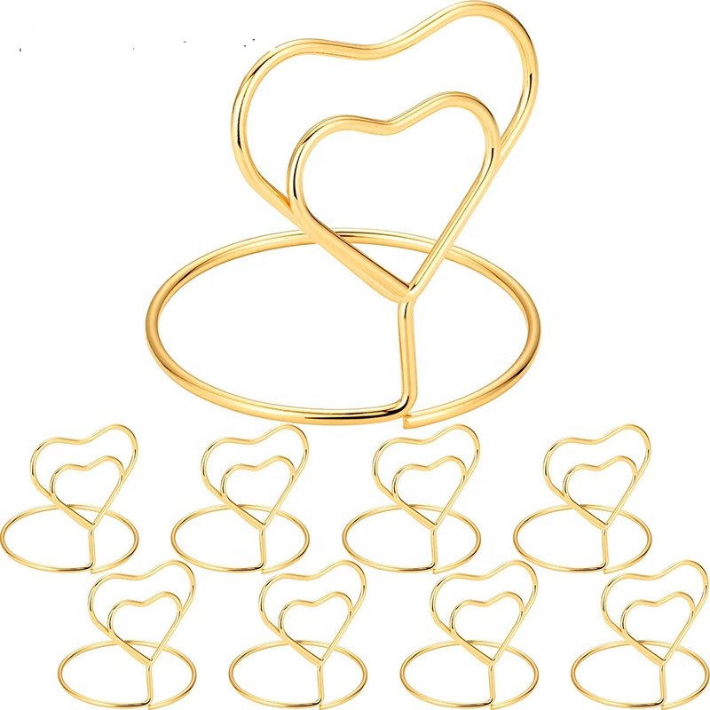 Wedding Party Supplies Metallic Wire Gold Heart Memo Photos Food Signs ClipTable Number Place Card Holder